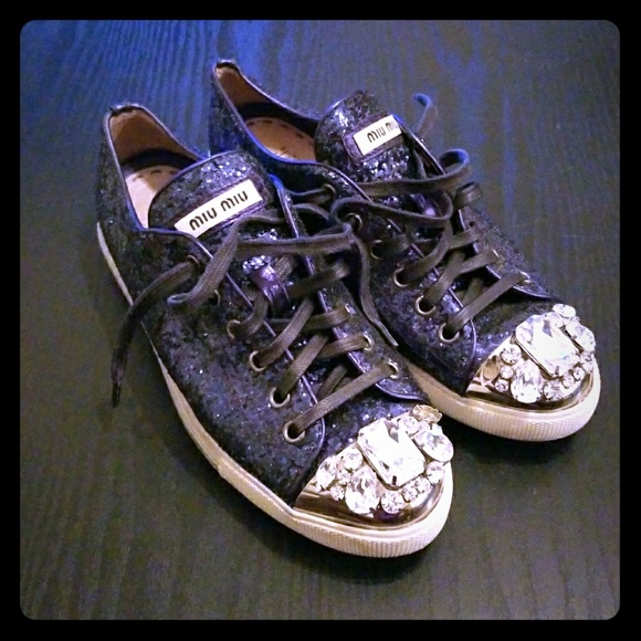Miu Miu Shoes - Cutting deals 4 Miu Miu jewel embellished sneakers